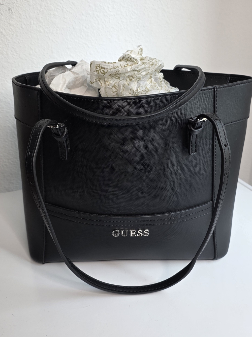 GUESS Black Saffiano Tote Bag